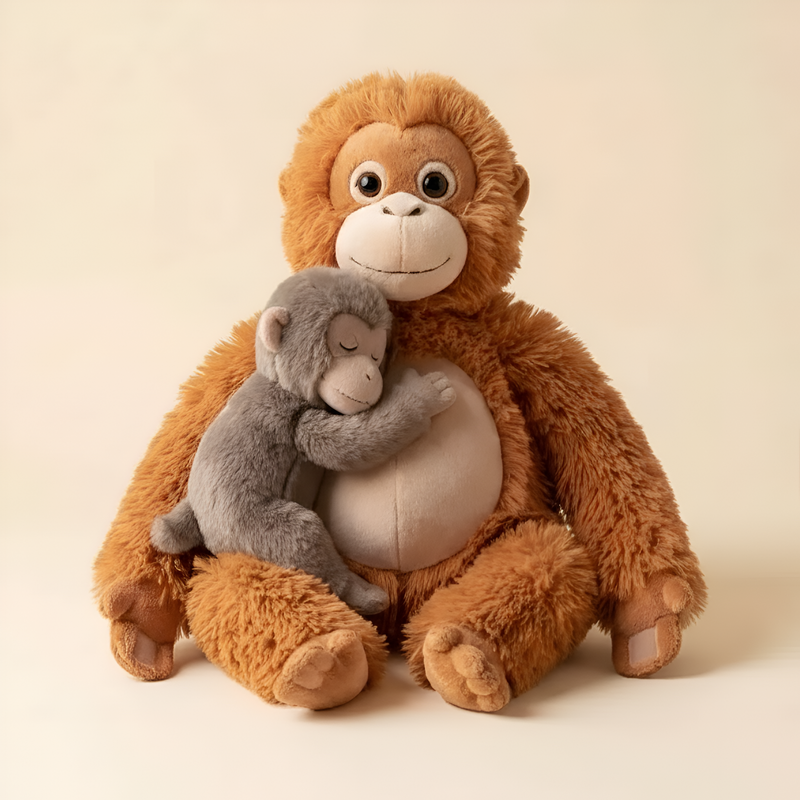 Mama Punch Monkey plush toy — adult monkey plush holding baby monkey plush companion, the viral zoo-inspired stuffed animal from Mama & Me