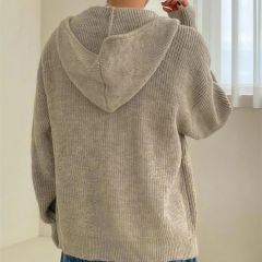 Khaki, back view showing the hood