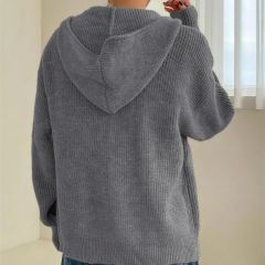 Grey, back view showing the hood