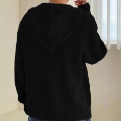 Black, back view showing the hood
