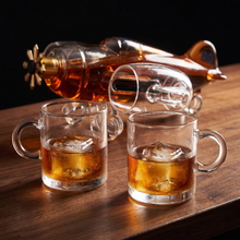 The two detachable winged glasses filled over clear ice
