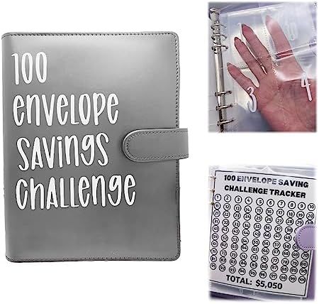 100 Envelope Challenge Binder | Easy and Fun Way to SaveMoney Saving Challenge Box kit Cash Saving,Savings Challenges Budget Book Binder with Cash Envelopes for Office,Home,School (Red) thumbnail 5