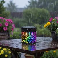 Mandala light in the rain showing waterproofing
