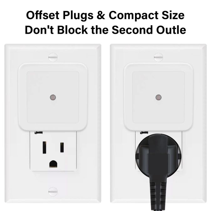 Offset plug design keeps your second outlet free