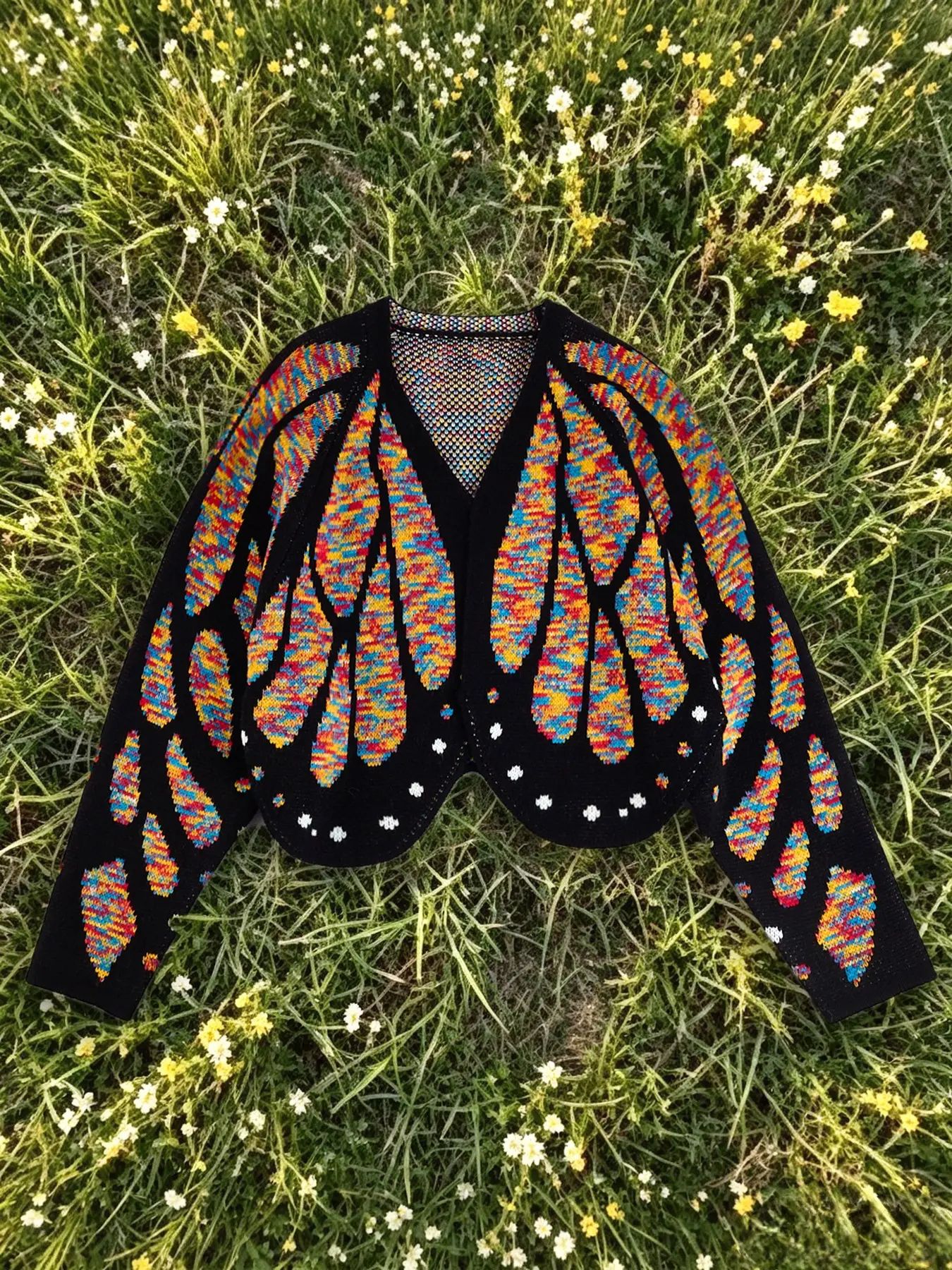 The rainbow mixed-colour butterfly wing knit cardigan