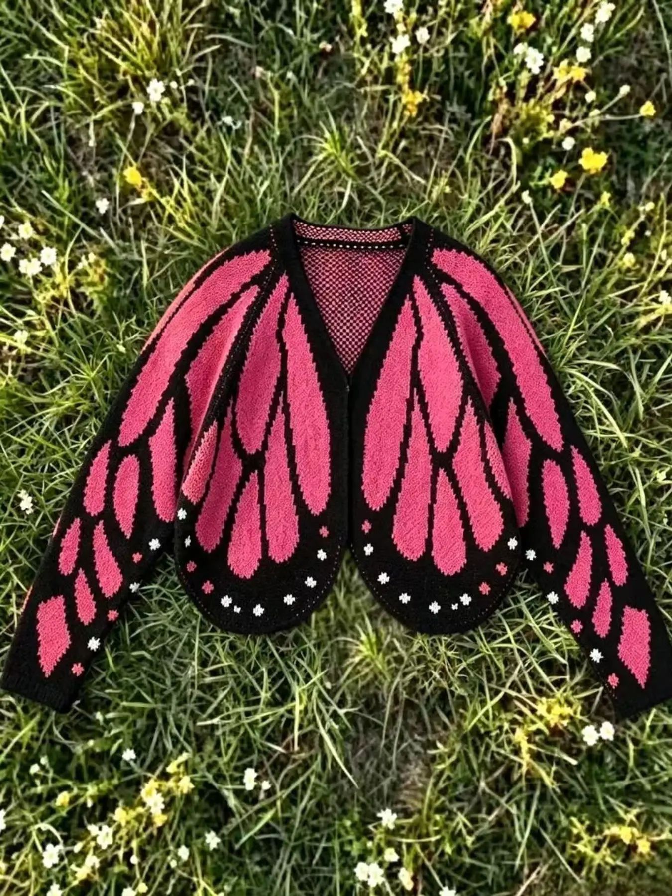 The cranberry pink butterfly wing knit cardigan
