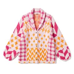 Y2K Graphic Cardigan flat lay in pink and orange