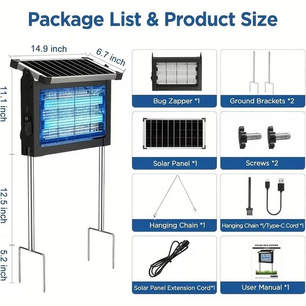 Outdoor Insect Solar Energy 4500V Electric Shock Mechanism Portable Wireless Device thumbnail 6