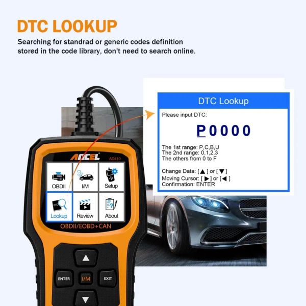 ANCEL AD410 Enhanced OBD II Vehicle Code Reader Automotive OBD2 Scanner Auto Check Engine Light Scan Tool thumbnail 2