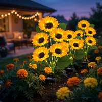 Sunflower lights glowing at dusk