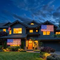 Flag net lights on a house