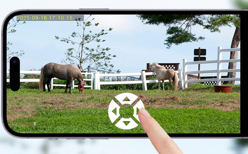 Live 2K view and pan-tilt control on a smartphone app