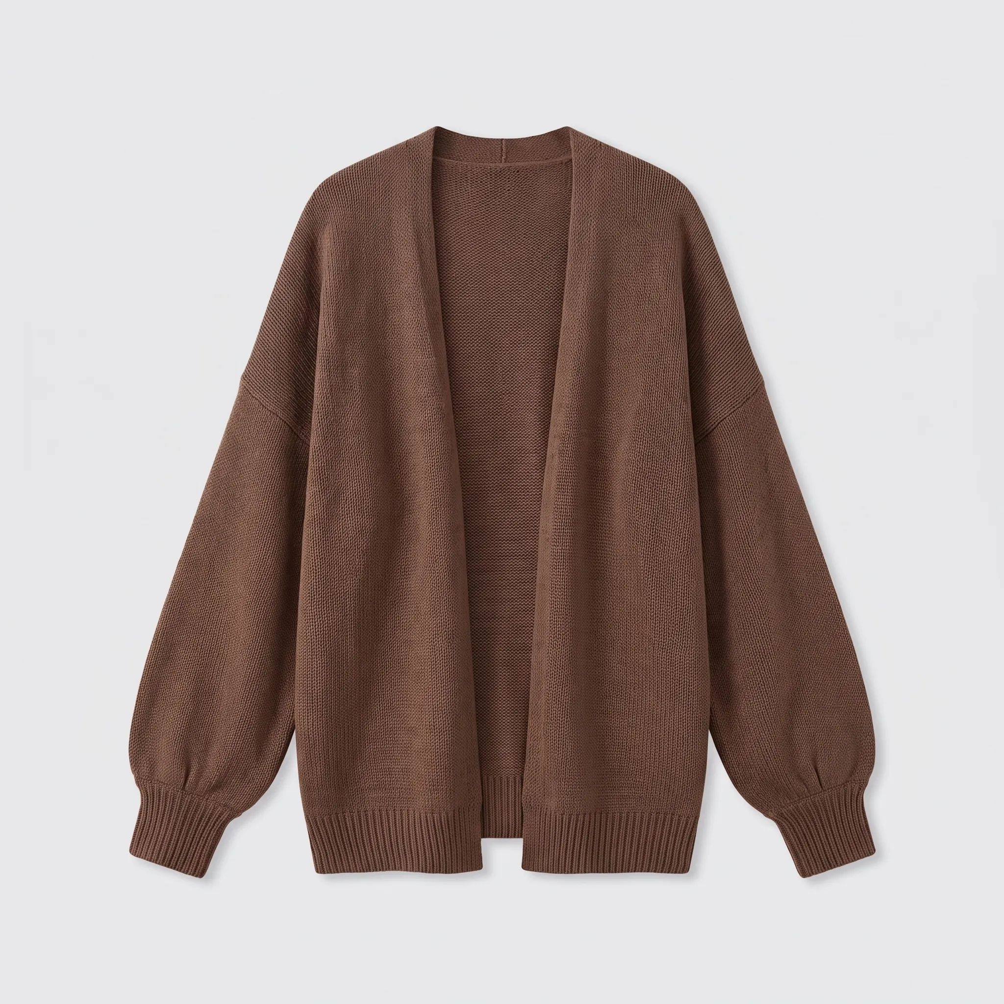 Lantern sleeve cardigan, coffee brown