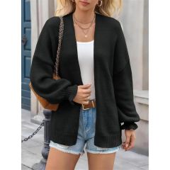 Lantern sleeve cardigan, black