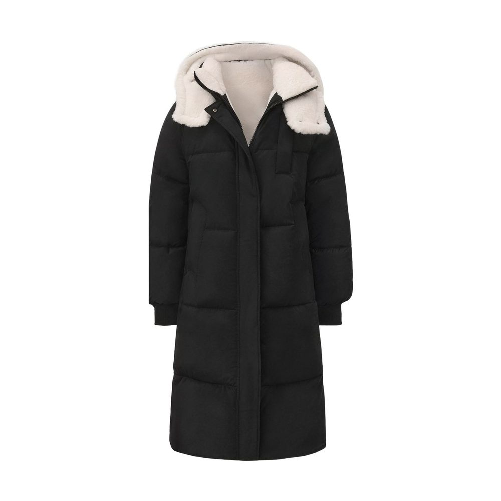 The faux fur lined version in black, showing the sherpa-lined hood