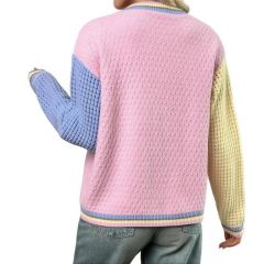 Patchwork sleeve cardigan, bonbon, detail