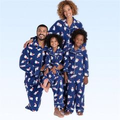 Women's navy polar bear button-front set