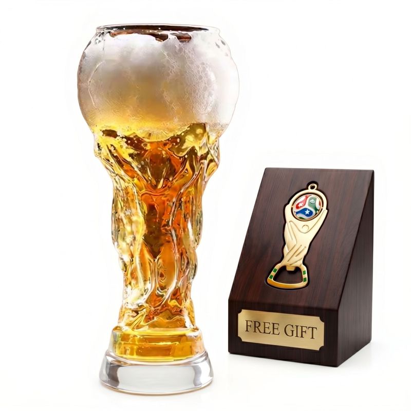 World Cup Crystal Glass held up