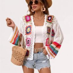 Granny square crochet cardigan in white