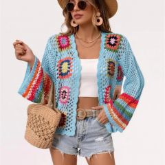 Granny square crochet cardigan in sky blue