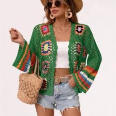 Granny square crochet cardigan in green