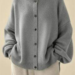 Classic button front cardigan in grey