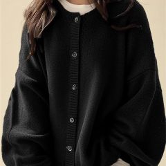 Classic button front cardigan in black