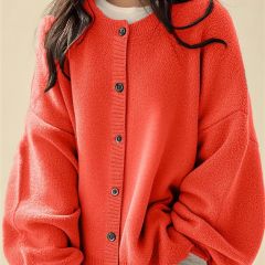 Classic button front cardigan in coral