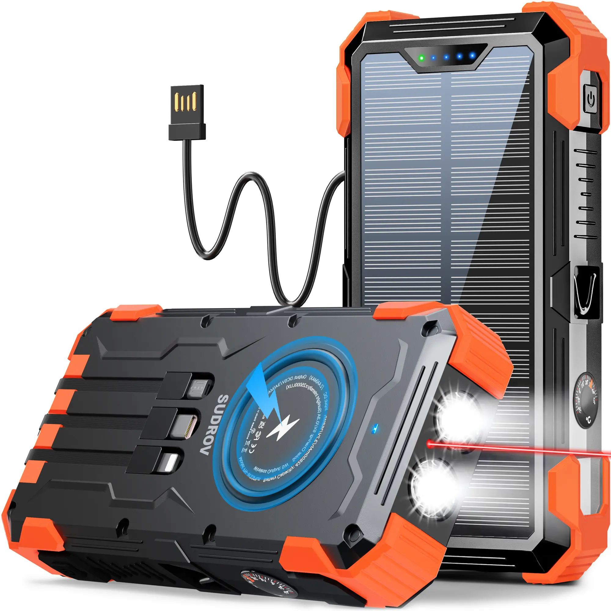 Front and back of the solar power bank