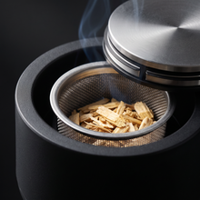 Wood chips loaded in the stainless steel chip bowl