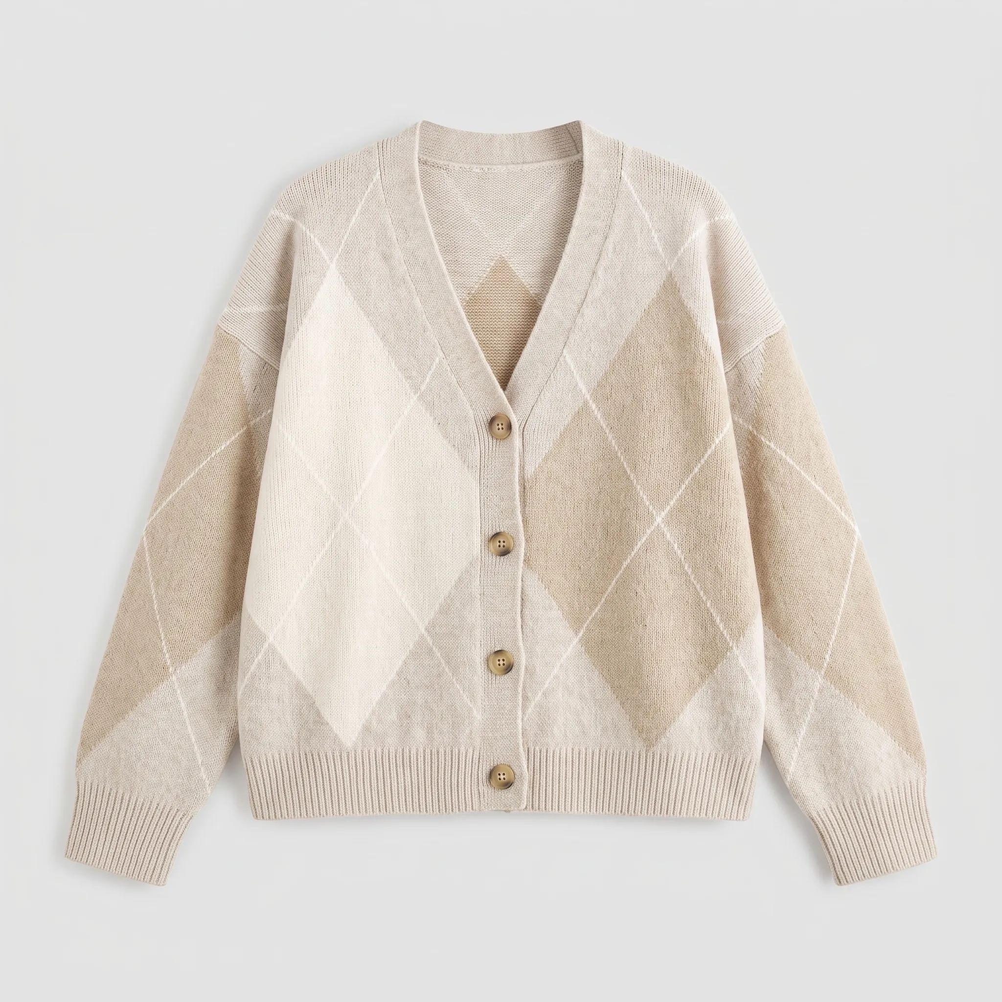 Oversized Argyle Cardigan 1