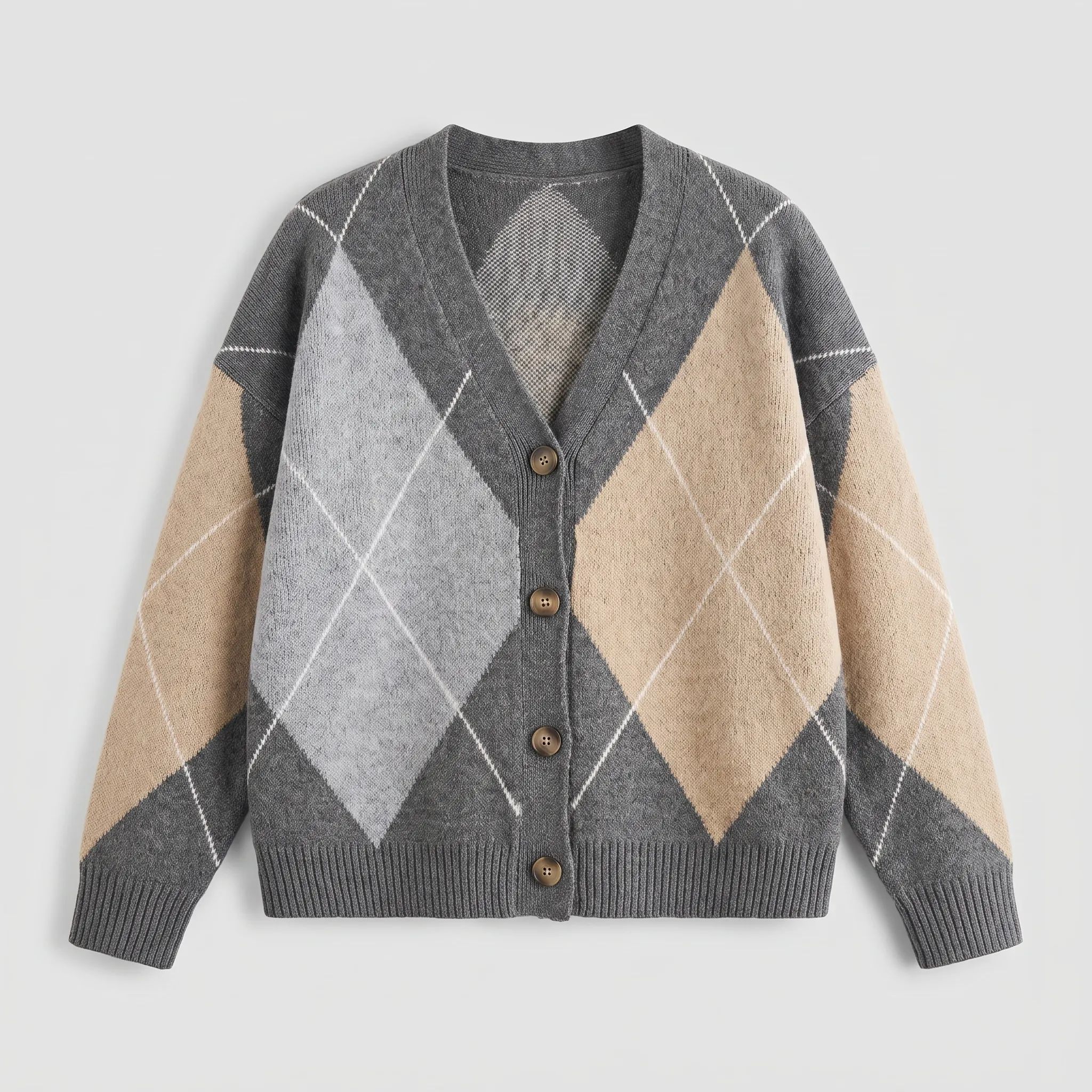 The Grey oversized argyle cardigan