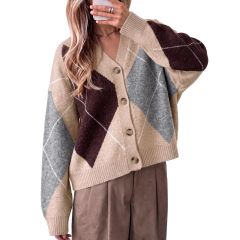 Oversized Argyle Cardigan 3