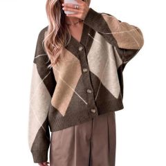 Oversized Argyle Cardigan 2