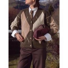 Oversized Argyle Cardigan 9