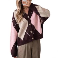 Oversized Argyle Cardigan 7