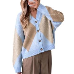 Oversized Argyle Cardigan 4