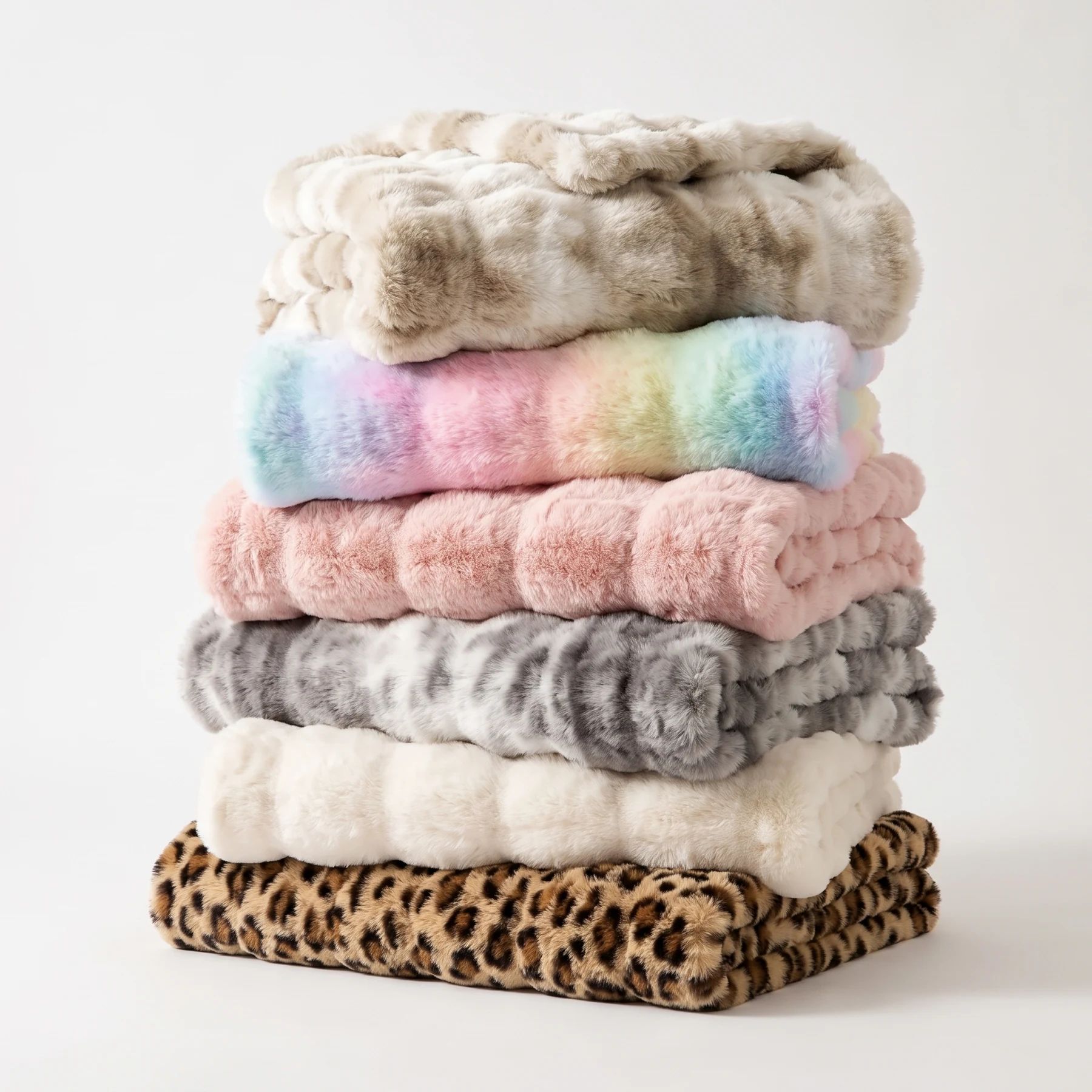 All six colourways folded and stacked