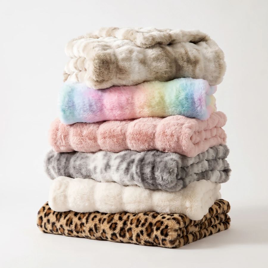 All six colourways folded and stacked