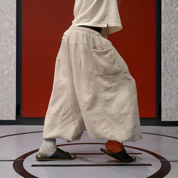 Flax Pleated Wide Pants With Drawstrings thumbnail 9