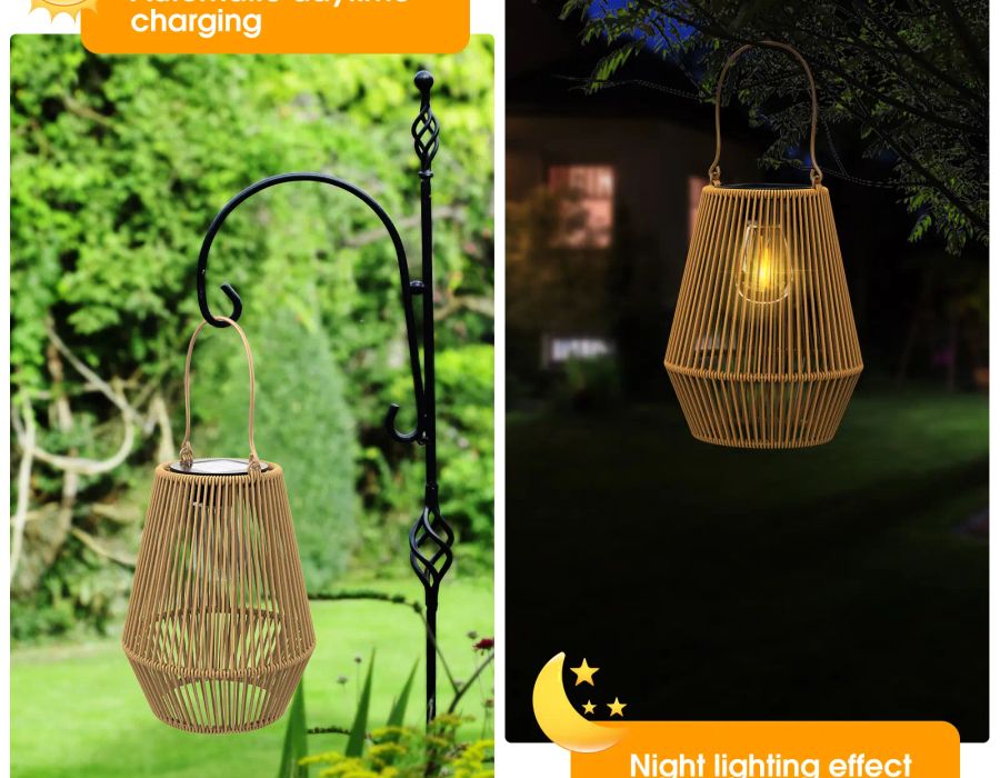 Lantern charging by day and glowing at night