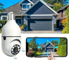 The bulb camera fitted to the porch light of a house