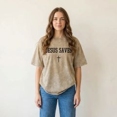 Jesus Saves tee, Khaki