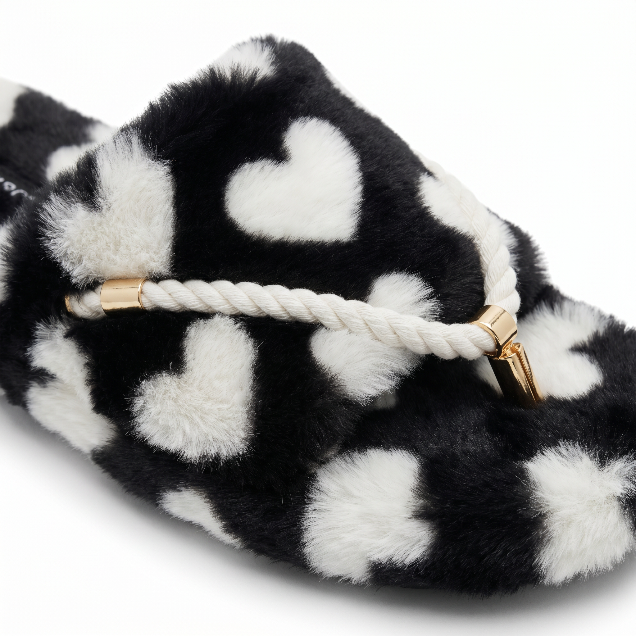 Heart print and braided cord detail