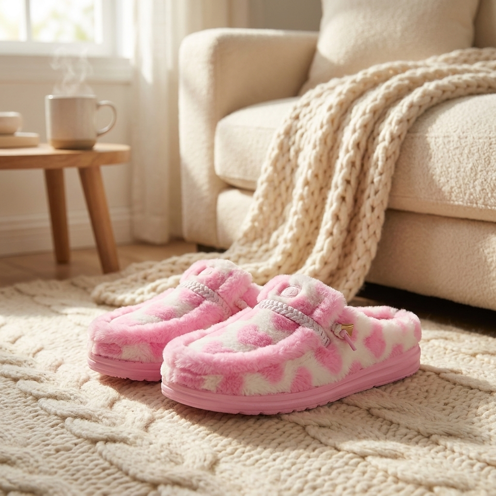 Pink heart slippers